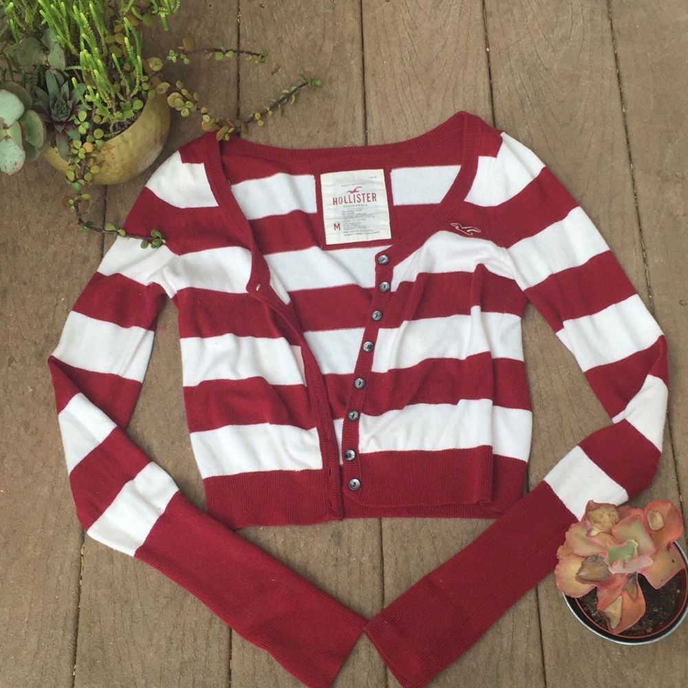 Hollister cropped striped cardigan